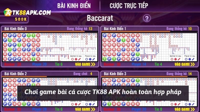 Chơi game bài cá cược TK88 APK hoàn toàn hợp pháp